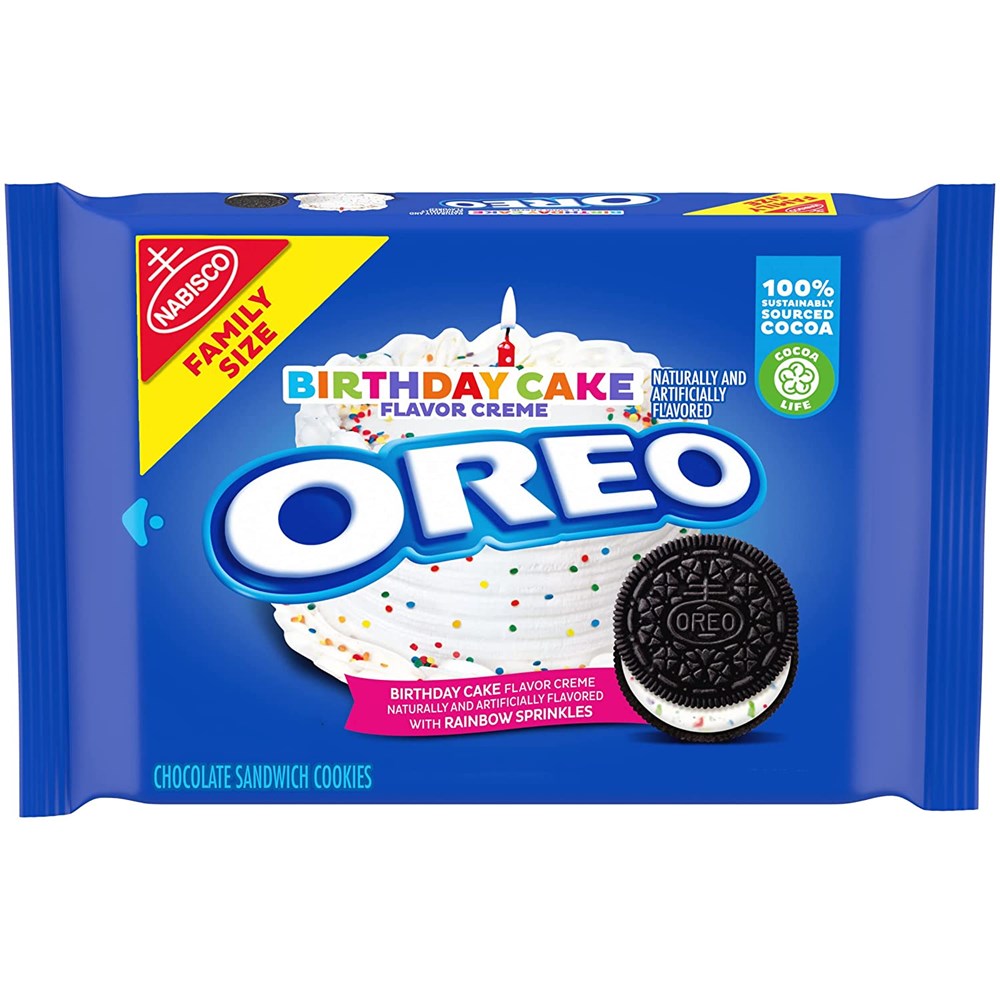 Oreo Birthday Cake Chocolate Sandwich Cookies Family Size 17oz