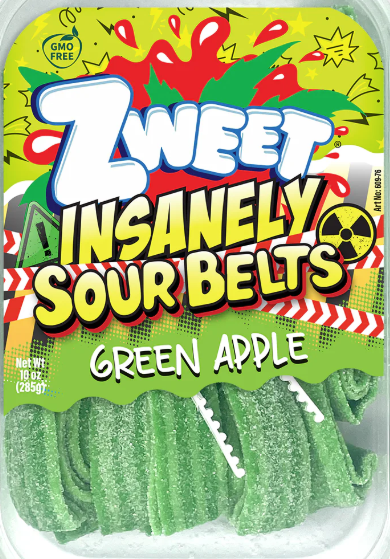 Zweet Insanely Sour Belts Green Apple 10oz