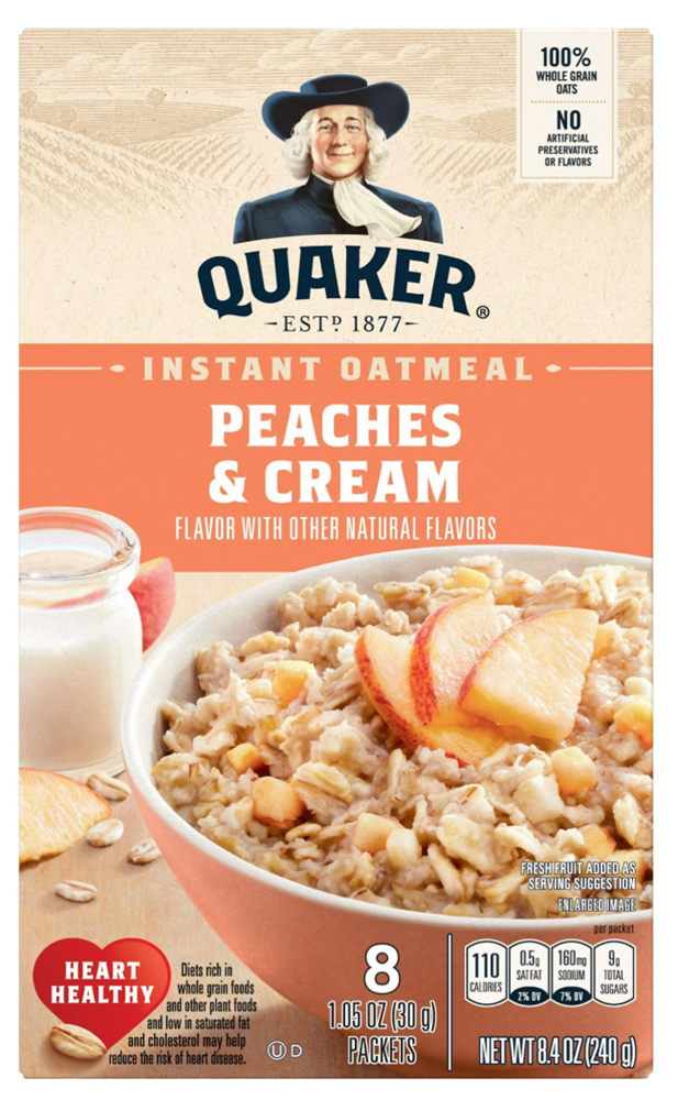 Quaker Instant Oatmeal Peaches & Cream 8ct (BEST BY: AUG25)
