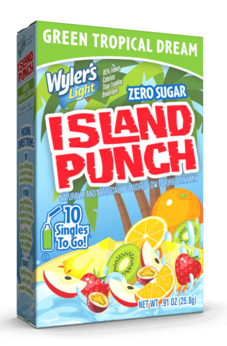 Wyler's Island Punch Green Tropical Dream Drink Mix 10pk