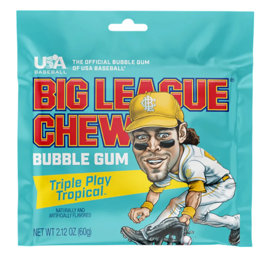 Big League Chew Triple Play Tropical Bubble Gum 2.12oz