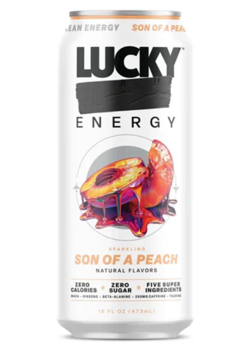Lucky Energy Son Of A Peach Energy Drink 16oz