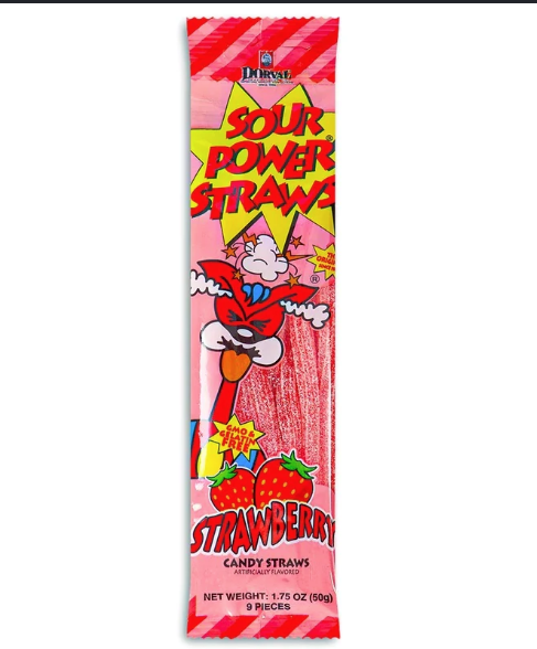 Sour Power Straws Strawberry 1.75oz (50g)