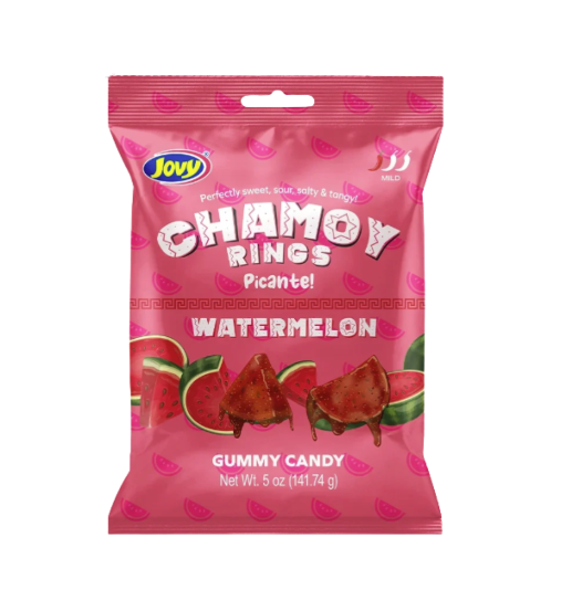 Jovy Chamoy Rings Picante! Watermelon Gummy Candy 5oz