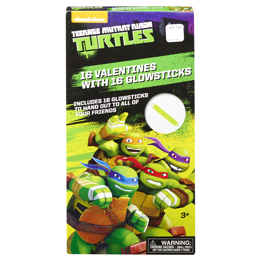 Teenage Mutant Ninja Turtles Valentines Cards 16ct with Glowsticks
