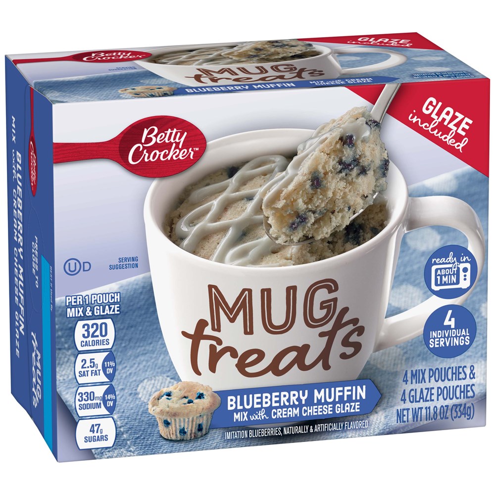 Betty Crocker Blueberry Muffin Mix Mug Treats with Cream Cheese Glaze 4ct(BEST BY 8 SEP 2022)