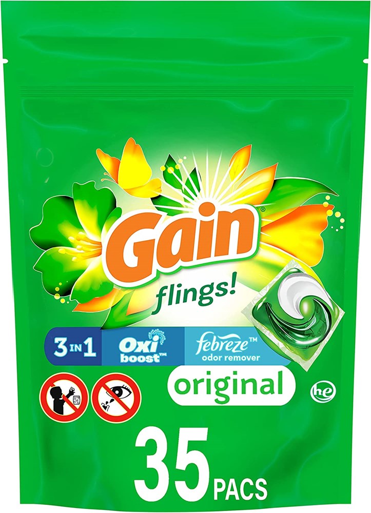 Gain Flings 3 in 1 Laundry Detergent Pacs (38 Count) 27oz