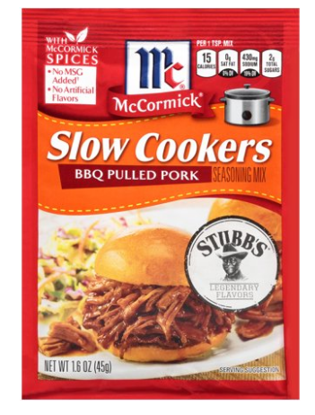 McCormick Slow Cookers BBQ Pulled Pork Seasoning Mix 1.6oz