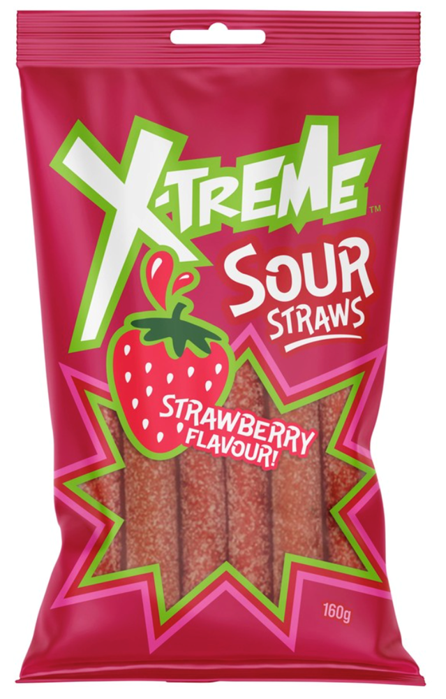 X-Treme Sour Straws Strawberry 150g