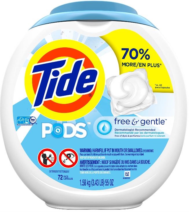 Tide Pods Free & Gentle Laundry Detergent 72ct