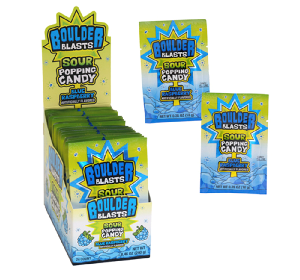 Boulder Blasts Blue Raspberry Sour Popping Candy 0.35oz