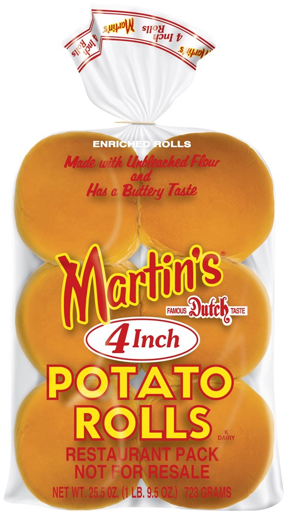 Martin's 4 Inch Potato Rolls 12 Pack Big One's.