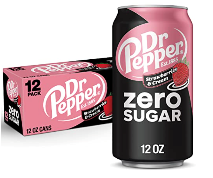 Dr Pepper Strawberry Cream Zero 12 Pack / 12oz cans (BEST BY: DEC 25)