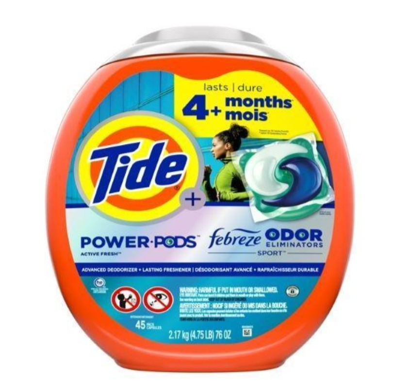 Tide Liquid Power Pods Febreeze Odor Eliminates Sport 45ct