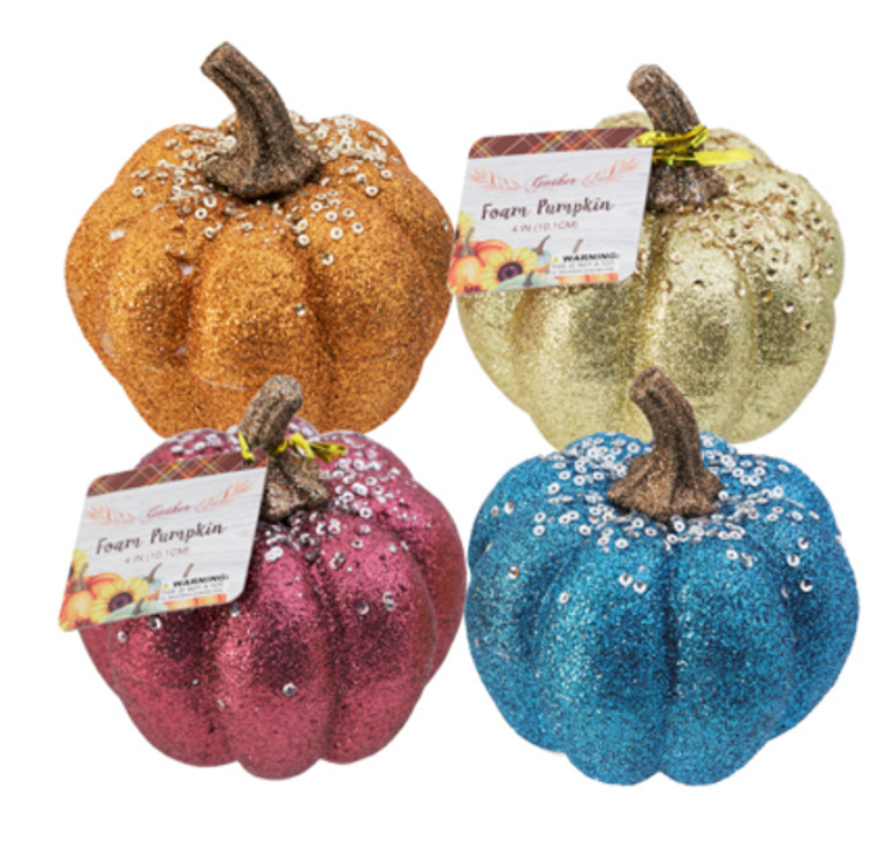 Harvest Sequin Foam Pumpkins Assorted