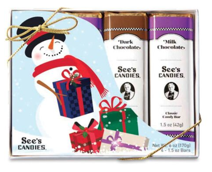 See's Candies Christmas Candy Bars 4 Pack (BB APRIL 2025)