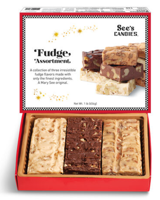 See's Candies Christmas Fudge Assortment 1lb (BEST BY: JAN 25)