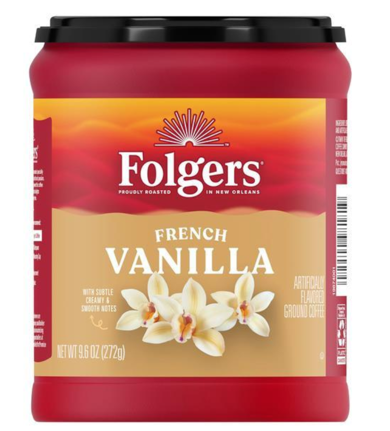 Folgers French Vanilla Flavored Ground Coffee 9.6oz (best by: 28aug2025)