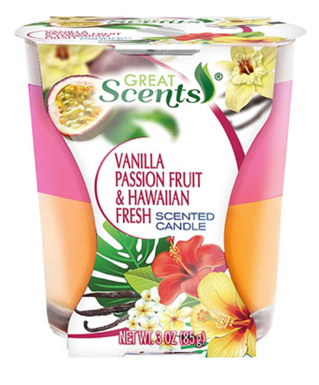Great Scents Vanilla Passionfruit & Hawaiian Fresh Candle 3oz