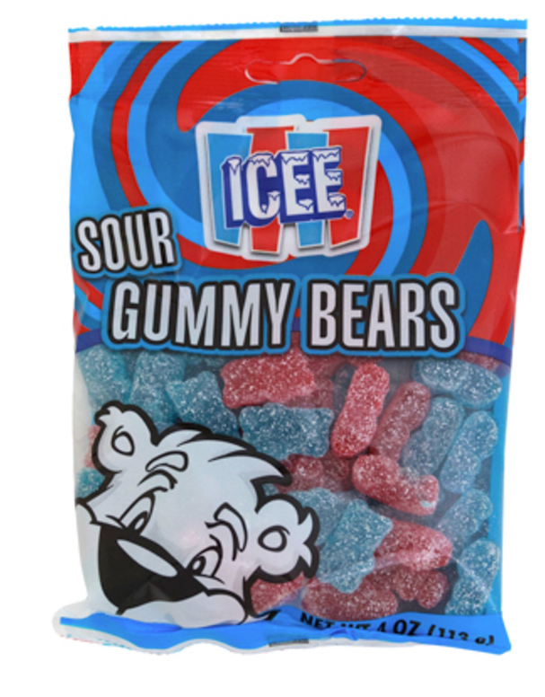 Icee Sour Gummy Bears Peg Bag 4oz