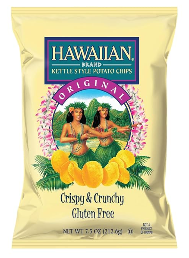 Hawaiian Brand Kettle Style Potato Chips Original Crispy & Crunchy Gluten Free 7.5 (BEST BY: SEP26)oz