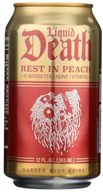 Liquid Death Rest In Peach 12oz Can