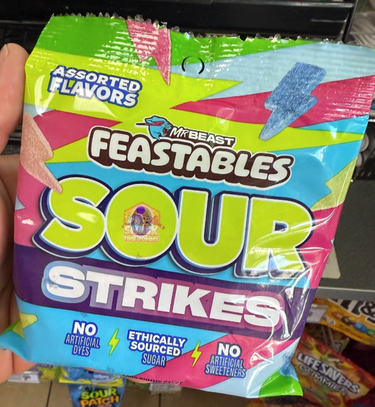 Mr Beast Feastables Sour Strikes Sour Gummy Candy Assorted Flavors 4.5oz