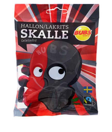 Bubs Raspberry/Licorice Skulls 90g