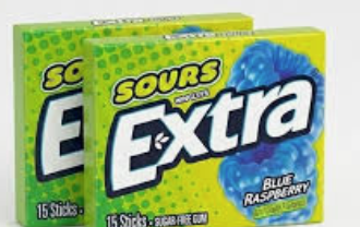 Extra Sours Blue Raspberry Gum 15 Sticks