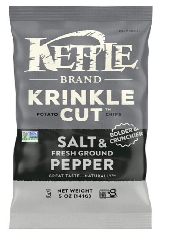 Kettle Foods Potato Chip Salt & Pepper Krinkle Cut 5oz