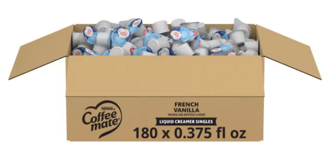 Coffee-Mate French Vanilla Liquid Creamer Singles Large Box 180ct