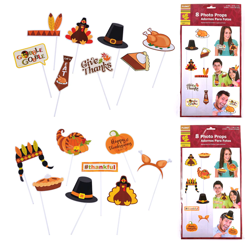 Thanksgiving Photo Props 8ct 1 Pack Assorted