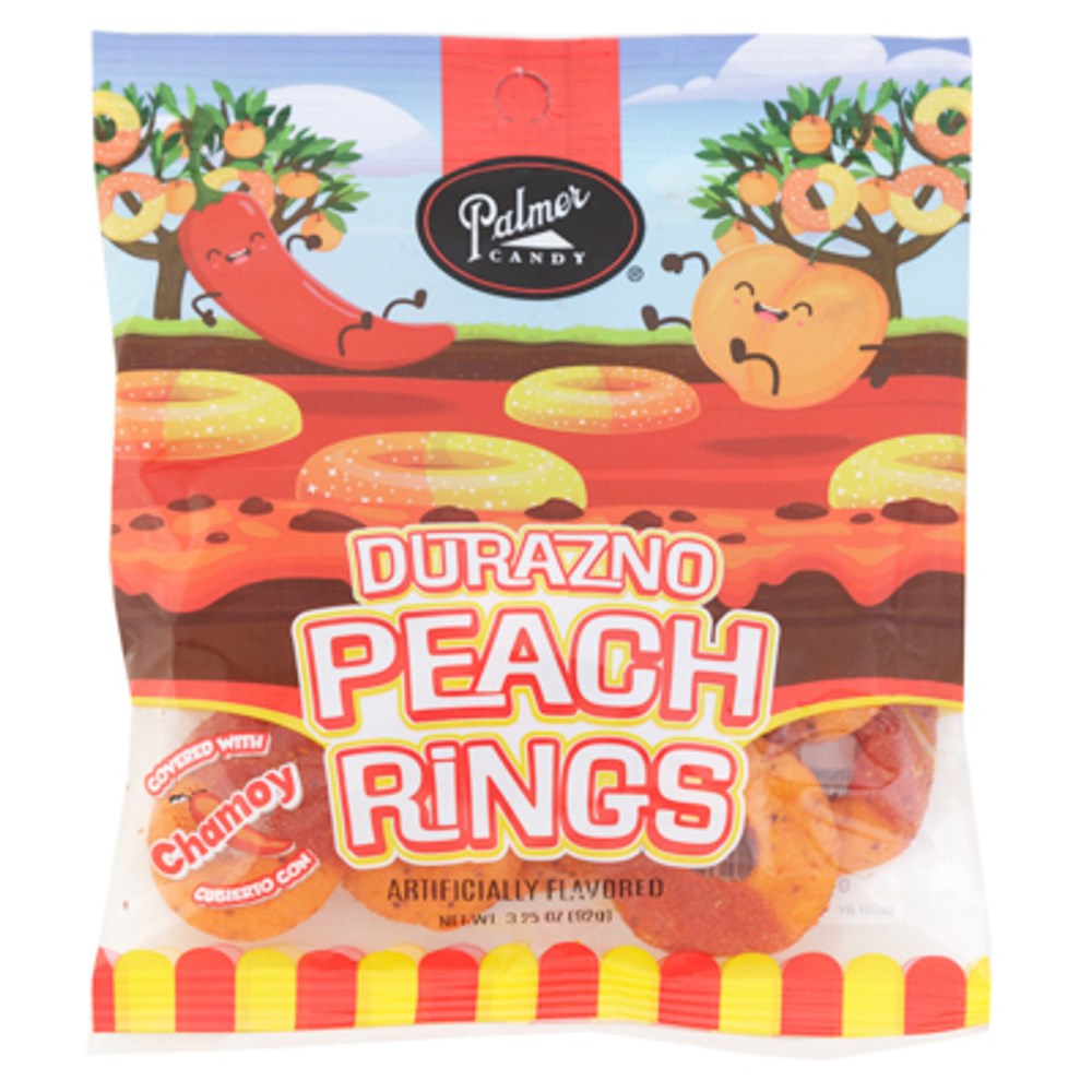 Palmer Candy Chamoy Covered Peach Rings 3.25oz  (BEST BY: MAY 25)