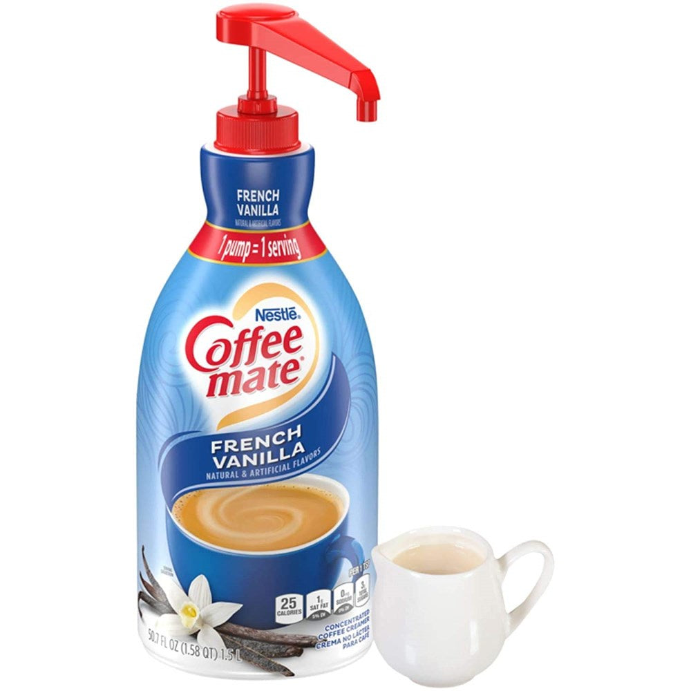 Coffee-Mate French Vanilla Liquid Creamer Concentrate Pump Bottle 50.7 fl oz (BEST BY: JAN 26)