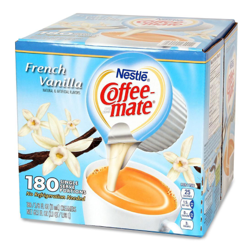 Coffee-Mate French Vanilla Liquid Creamer Singles Large Box 180ct
