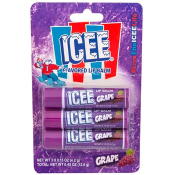 Icee Grape Flavoured Lip Balm 3pk