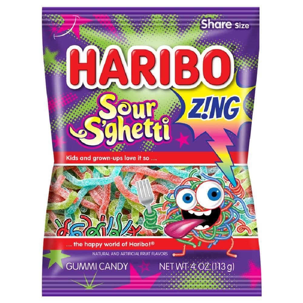 Haribo Zing Sour S'ghetti Gummi Candy 4oz
