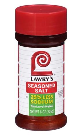 Lawry's 25%  Less Sodium Seasoned Salt 8oz