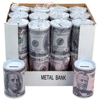 Bank Metal with Removable Lid $50 and $100