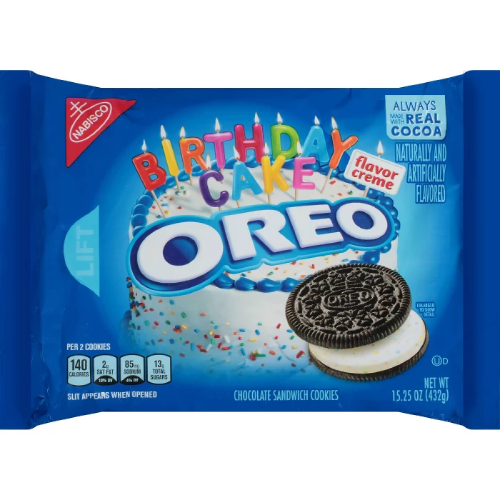 Oreo Birthday Cake Chocolate Sandwich Cookies Family Size 17oz (BEST BY: JUN '26)