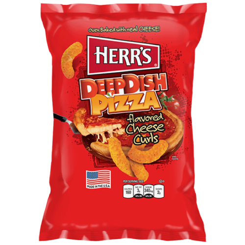 Herr's Deep Dish Pizza Flavored Cheese Curls 7oz (BEST BY: SEPT 2025)