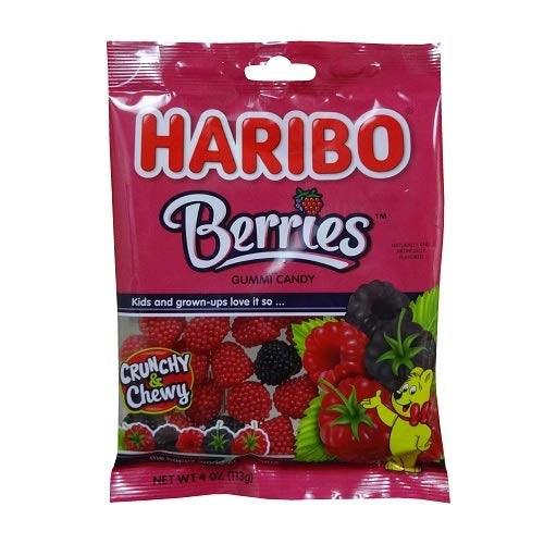 Haribo Gummy Raspberries Peg Bag 5oz