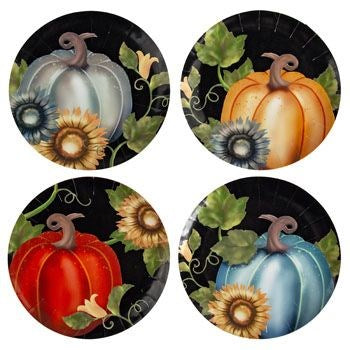 Harvest Dessert Plate Pumpkin Style 8 inch Assorted