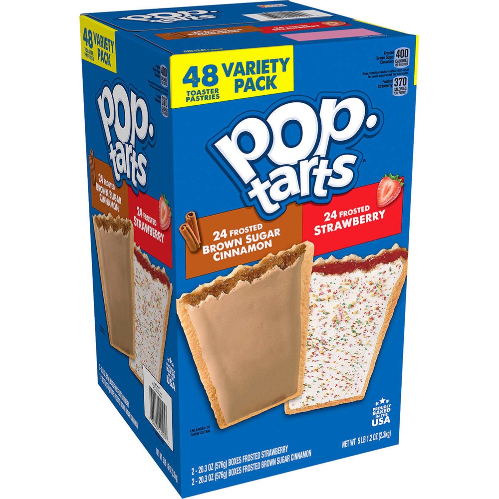 Pop Tarts Frosted Brown Sugar Cinnamon & Frosted Strawberry Variety Pack 48ct